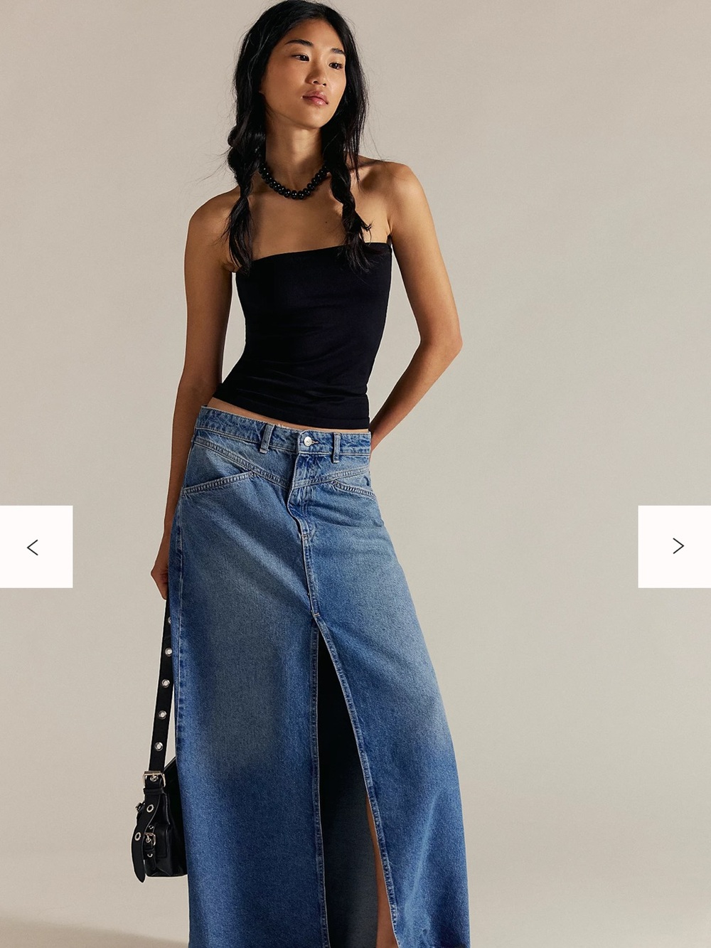 We The Free Denim Maxi Skirt with Front Slit - Blue - Picture 2 of 8
